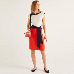 Boden Vera Sweater Shift Dress Colorblock Orange Navy White Size 4